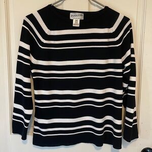 Pendelton black and white‎ striped sweater size medium